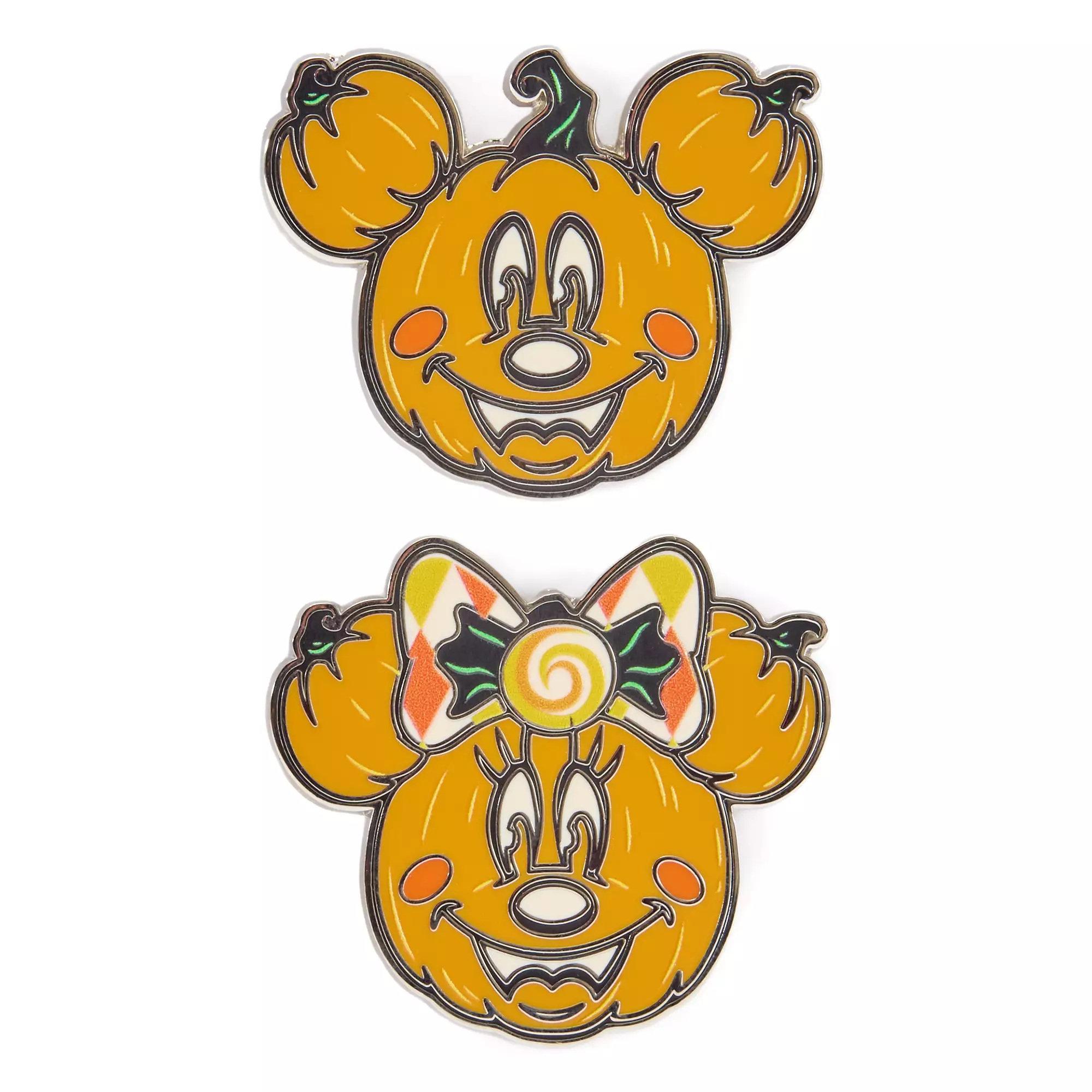 Mickey and Minnie Mouse Jack-o'-Lanterns ''Happy Halloween'' Pin Set - 2