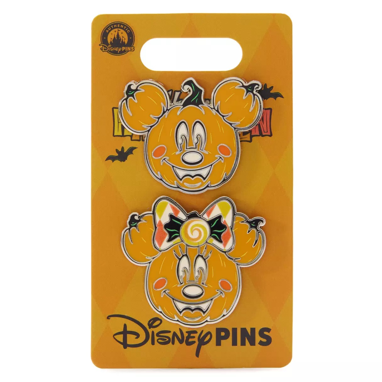 Mickey and Minnie Mouse Jack-o'-Lanterns ''Happy Halloween'' Pin Set