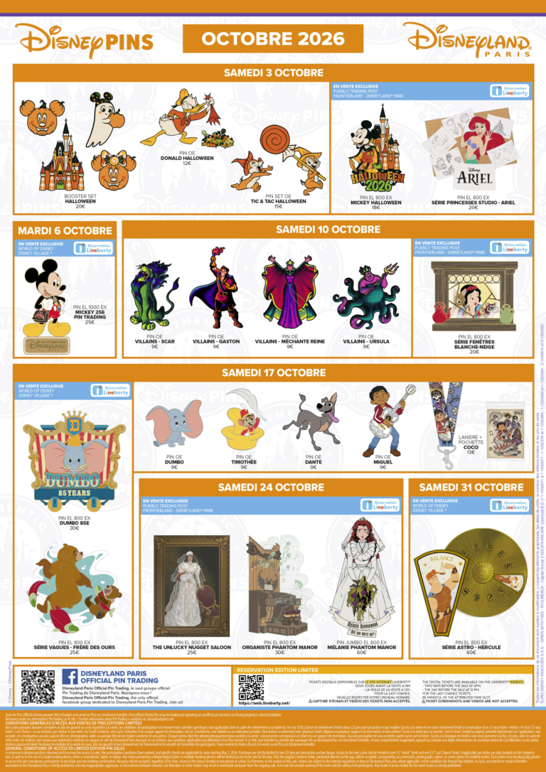 Disneyland Paris October 2026 Pin Release Schedule