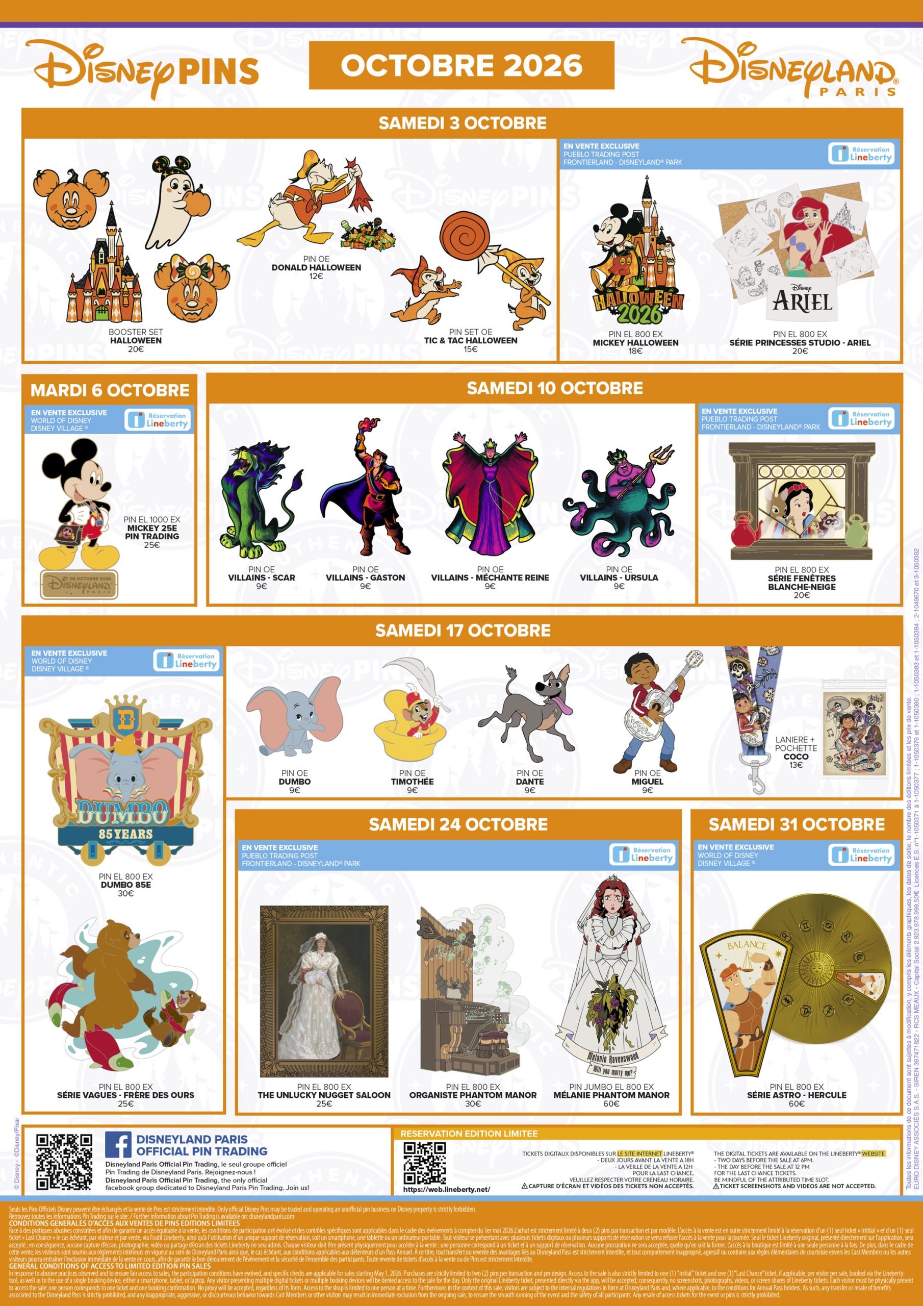 Disneyland Paris October 2026 Pin Release Schedule
