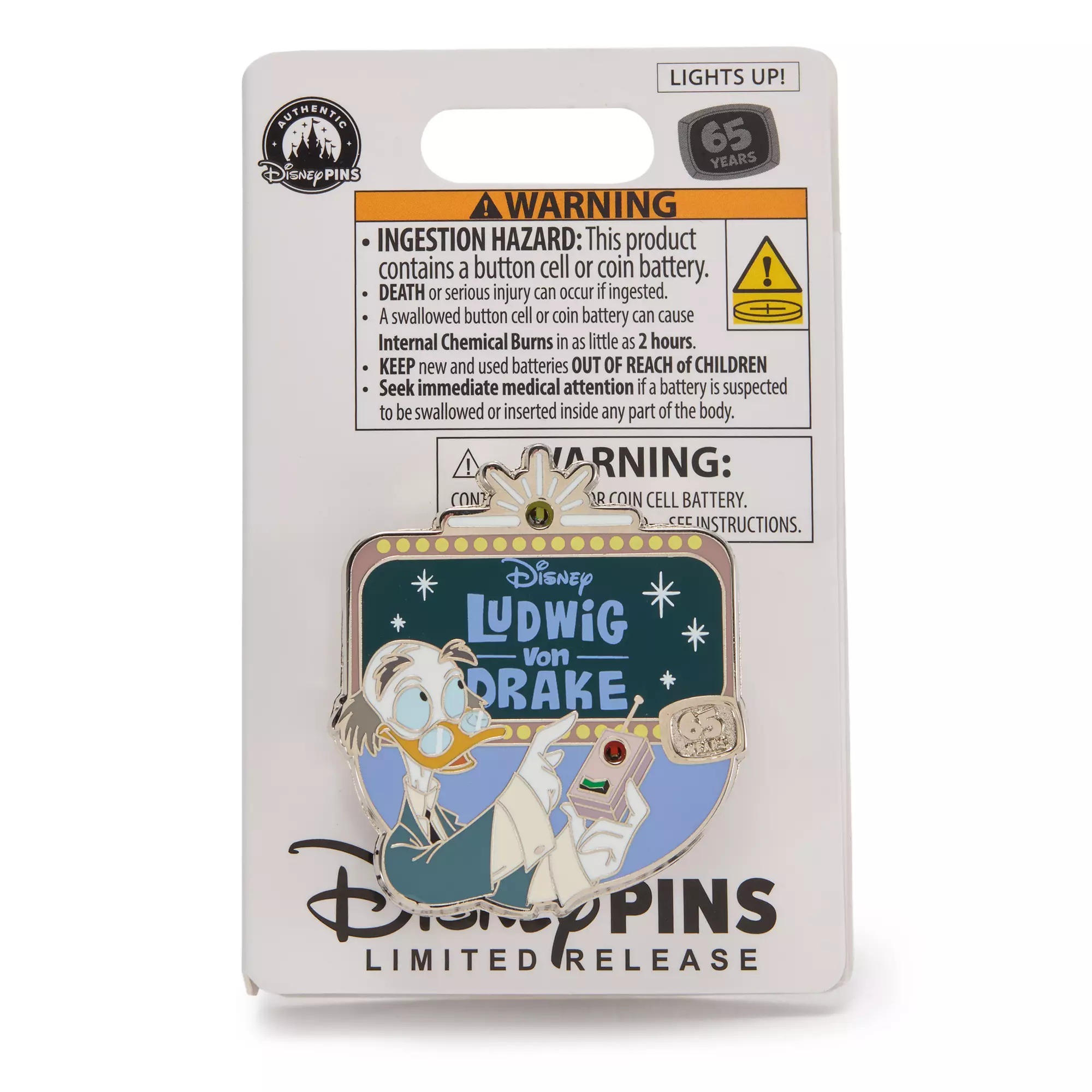 Ludwig Von Drake 65th Anniversary Light-Up Pin – Walt Disney's Wonderful World of Color – Limited Release