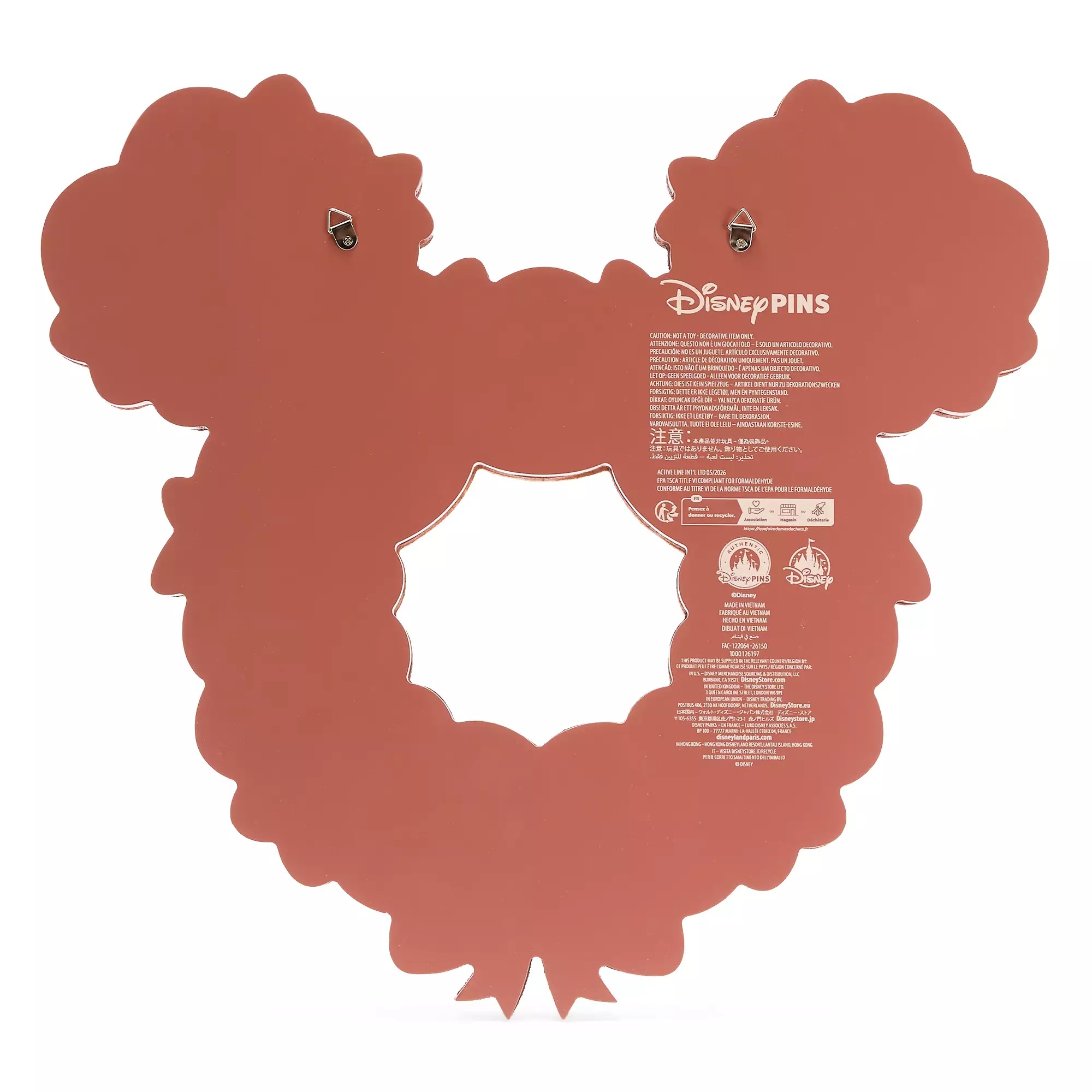 Mickey Mouse Icon Wreath Pin Collector's Cork Board with Pluto and Fifi Pin – Disney Magical Melodies – Back of Cork Board