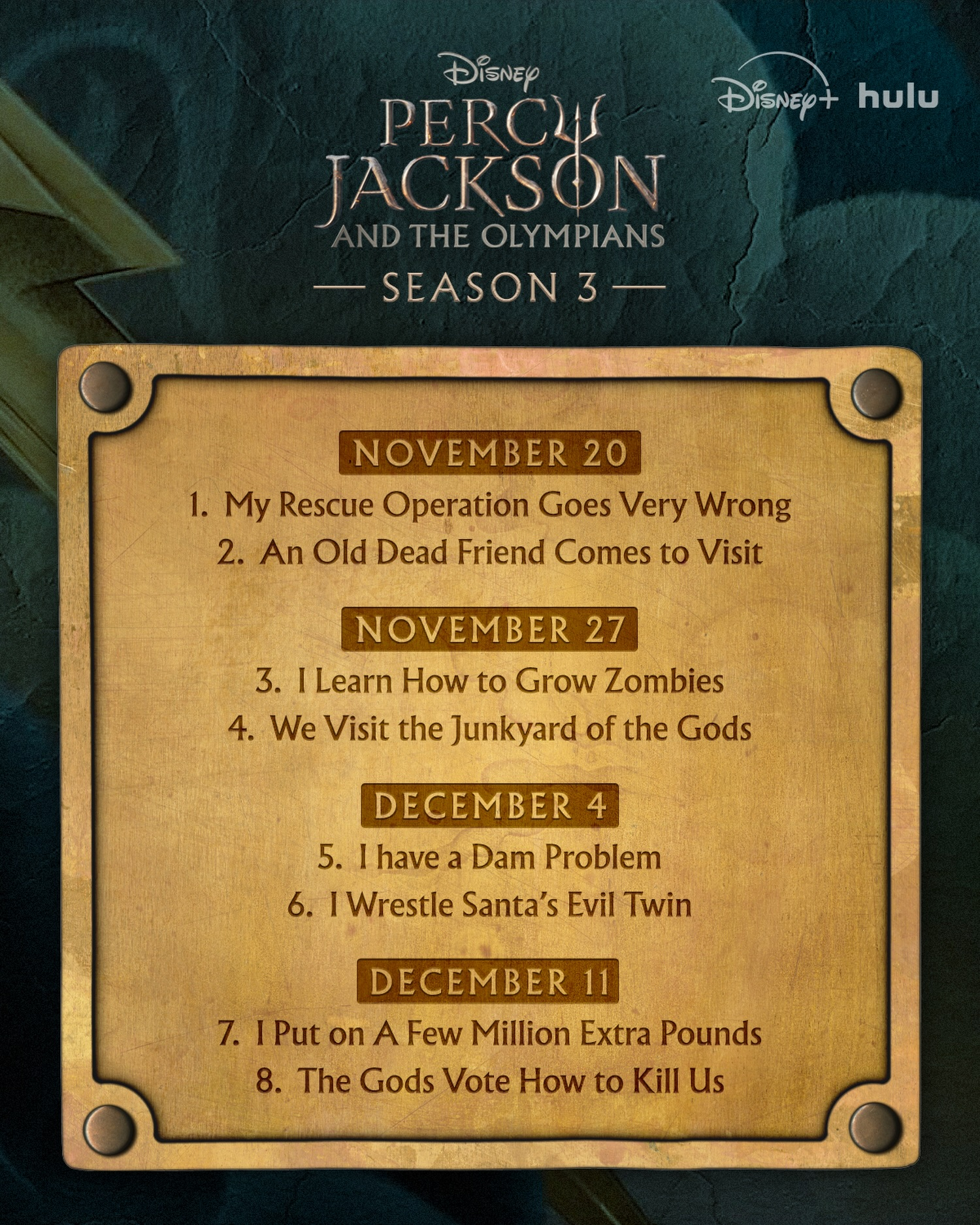 Percy Jackson and the Olympians Season 3 Two Episode Premiere in November